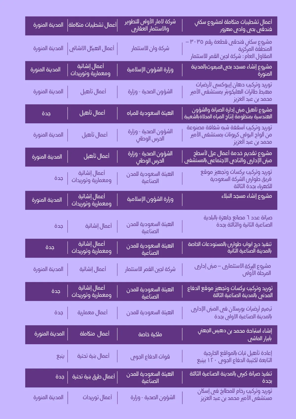 محفظة المشاريع التفصيلية